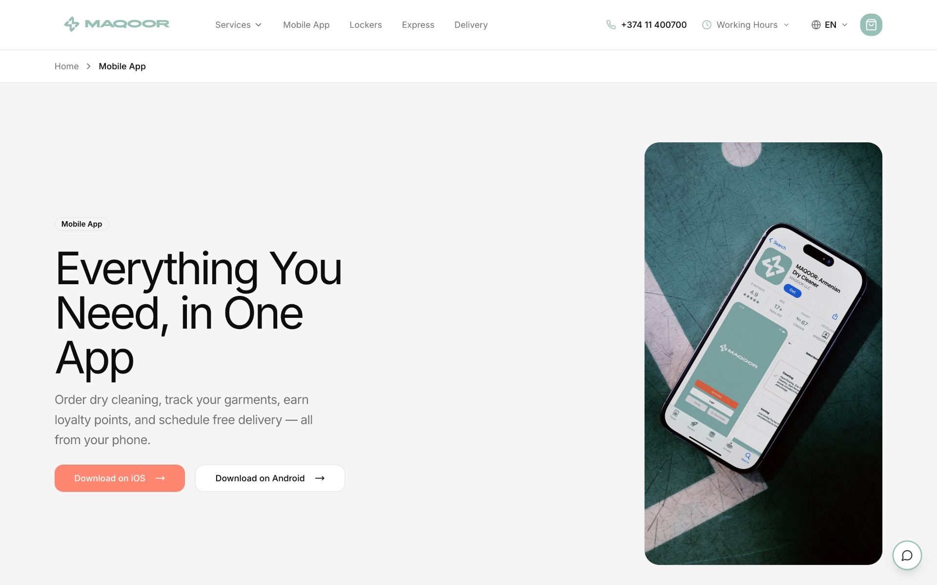 Maqoor mobile app page